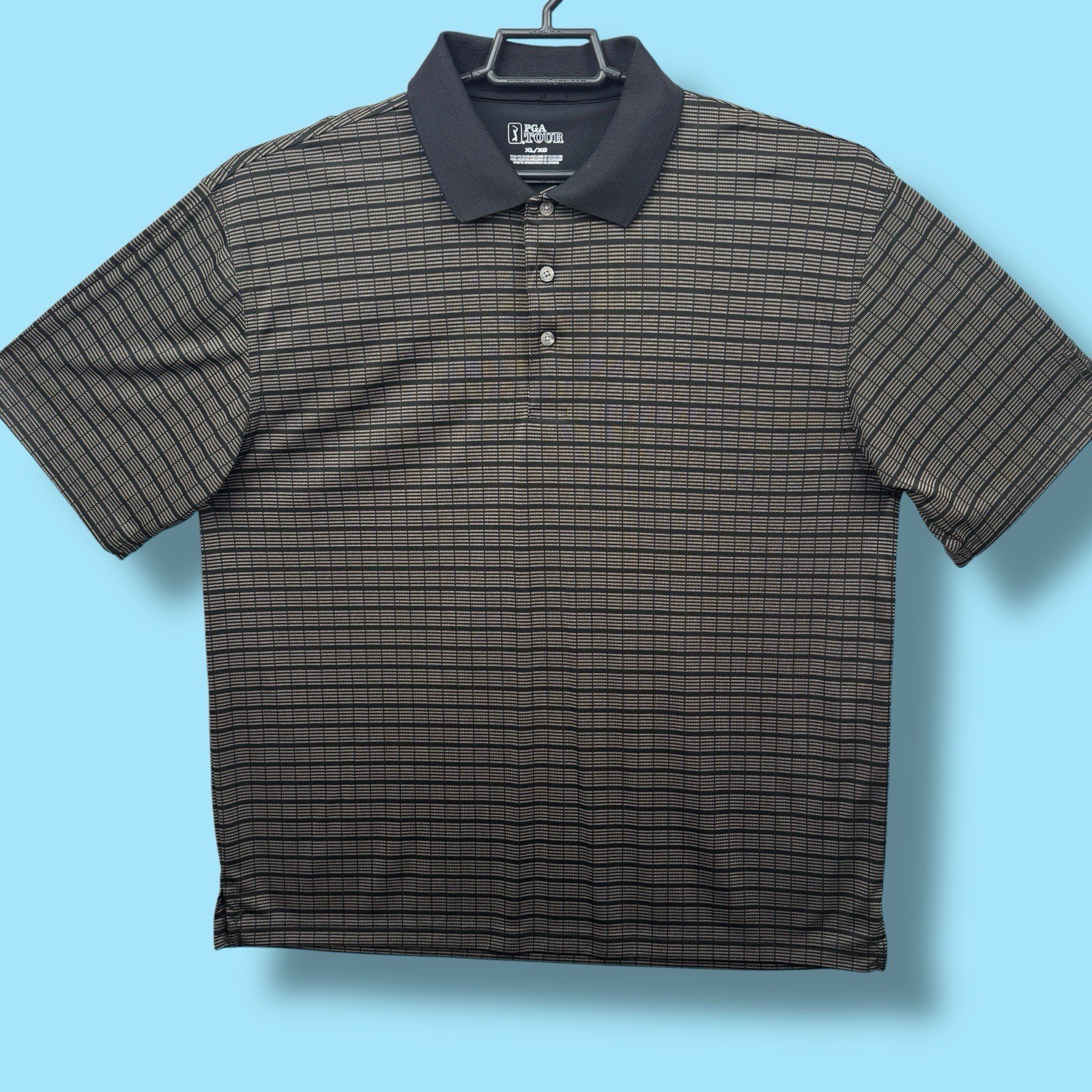 Polo Shirt Xl Brown Black Geometric Design Short Sleeves