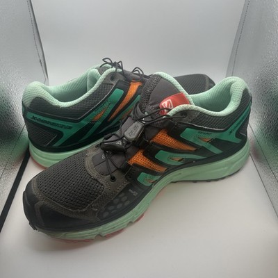 Salomon X-mission 3 women sz 9 mesh hiking trail sneaker shoe black orange green
