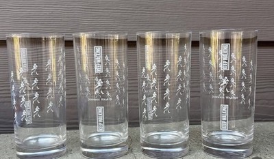 4X Vintage Johnnie Walker ''Keep Walking'' Highball Tumblers Barware Glasses