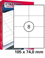 400 St. Universal Etiketten 105 X 74 Mm Din A4 (50 Blatt) Laser Copy Inkjet
