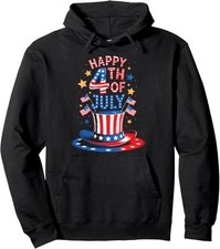 Happy 4th Of July Patriotic American Flag USA Happy Unisex Hooded Sweatshirt