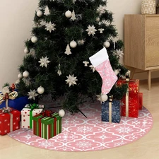 Christmas Tree Skirt Pink Polyester Large Foldable