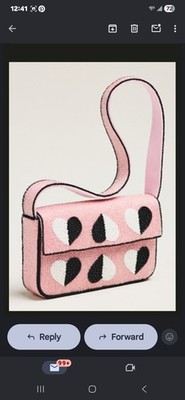 Anthropologie Pink Black White Beaded Heart Shoulder Bag for Women Party
