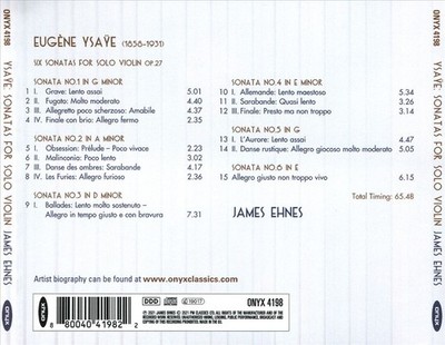 EUGENE YSAYE SIX SONATAS FOR SOLO VIOLIN OP. NEW CD