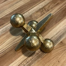 Metal Gold Tone Jack Jax Paperweight Art Sculpture Home Office Decor