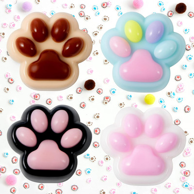 4 Pack Cat Paw Squishy Keychain Fidget Toys Kawaii Stress Relief Gifts