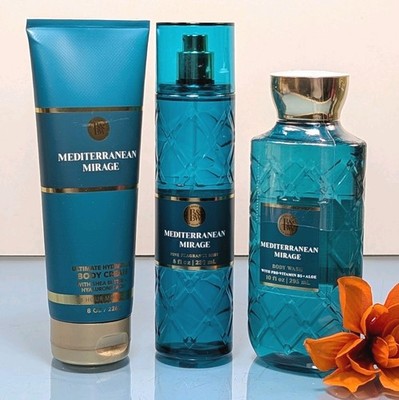 MEDITERRANEAN MIRAGE 3 Pc Light Blue Fragrance Mist Wash Cream