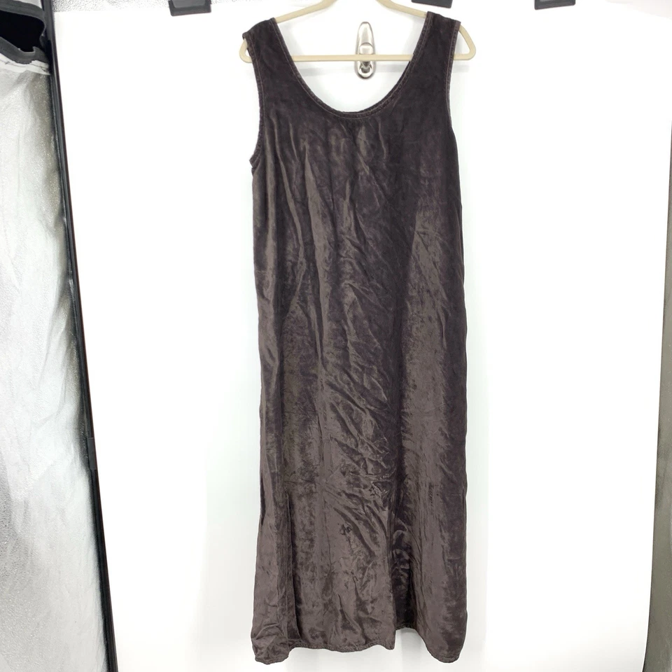 Vestido CP Shades Mujer Talla Grande Vintage Años 90 Largo Maxi Tanque Terciopelo Marrón Foto 3 de 4