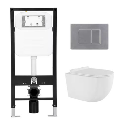 Capri 2-Piece Wall Hung Toilet 0.8/1.6 GPF Dual Flush Gravity Fed D Shape in Whi