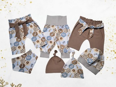 Unisex Pumphose, Paperbag, Dreieckstuch, Knotenmütze, Beanie für Baby und Kleink
