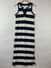 GAP Cotton Blend Striped Maxi Dress Sleeveless Side Slit Casual Small