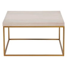 Madison Beige Granite And Burnished Gold Metal Square Coffee Table
