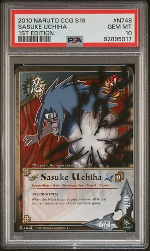 2010 NARUTO CCG SERIES 16: BROKEN PROMISE N748 SASUKE UCHIHA 1ST EDITION PSA 10
