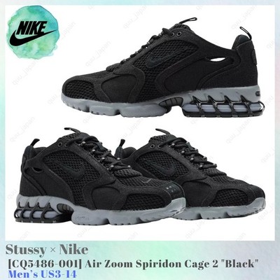 Stussy × Nike Air Zoom Spiridon Cage 2 Black CQ5486-001 Men's US3-14 NEW