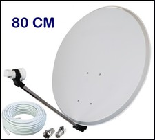 Parabola Kit Satellitare Antenna da 80 cm Con Convertitore LNB Universale e Cavo