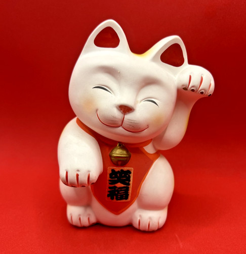 Vintage Maneki Neko Japanese Traditional Pottery Lucky Beckoning Cat Coin Bank 5