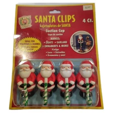 Christmas SANTA Candycane Suction Cup CLIPS Hangers ST Nicks Choice Vintage 