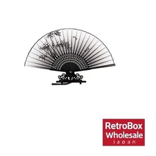 DERAYEE Folding Fan Bamboo Japanese Style Summer Festival Gift Black Design