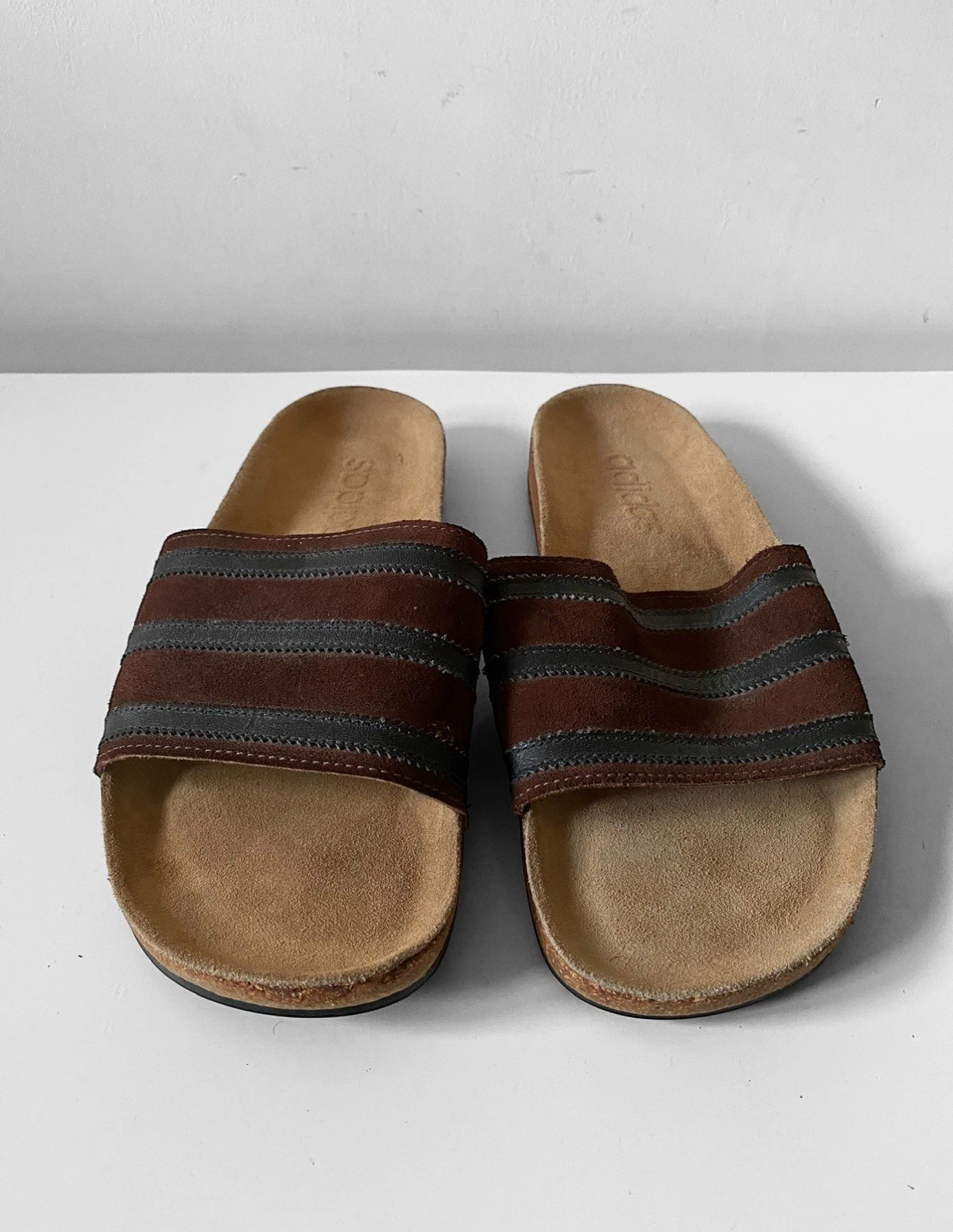 Sandali Adidas adilette uomo UK 13 slide in sughero scamosciato pelle