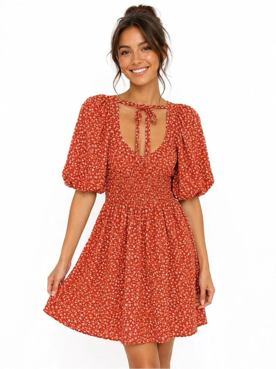 Cotton Fit & Flare Dresses for Women for sale | eBay
