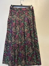 Vintage L. Pingleton Pleated Midi Skirt Boho Floral Print Made in USA Size 10