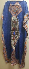 Kaftan Dress Blue Beach Hippie Gown Women one Size Fits All Tunic Top