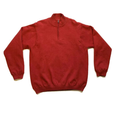 IZOD Golf Lined Sweater Pullover Mens Large 1/4 Zip Mock Neck Long Sleeve  Cotton