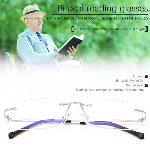 NEW Rimless Clear Bifocal Reading Glasses Anti Blue Light for Men Women +1.0~4.0 - Picture 29 of 36