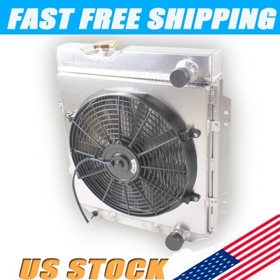 Fit Ford 1664-66 Mustang/ 1660-65 Falcon Comet l6 V8 3 Row Radiator &Shroud fan