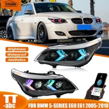 RGB COLOR For BMW E60 E61 LED Headlights 2005-2010 Drl Projector Lens Head Lamp