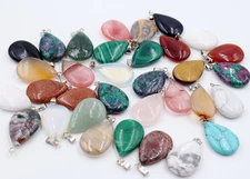 Lot 30pcs Fashion Mixed Natural Stone Water Drop Pendants Charms Teardrop