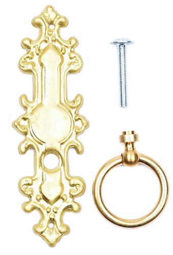Antik Möbel Beschlag Griff Gründerzeit Ring Möbelschild Möbelgriff Messing - Bild 11 von 17