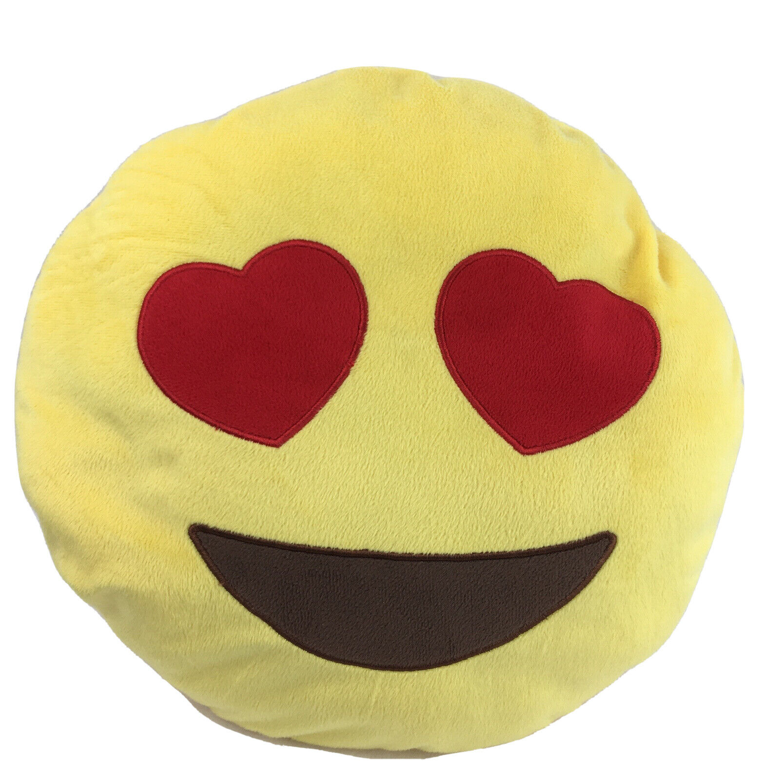 EMOTICON EMOJI SOFT YELLOW ROUND CUSHION PILLOW STUFFED PLUSH TOY FLUSHED 