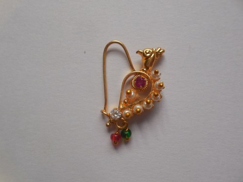 Peacock Nose Stud Indian Nath Nose Ring Wedding Nostril Piercing Nose Jewelry - Picture 2 of 4