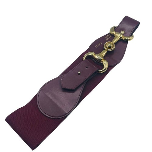 Stretch Belt with Gold Tone Bit Buckle Women's Small Made in USA - Picture 2 of 5