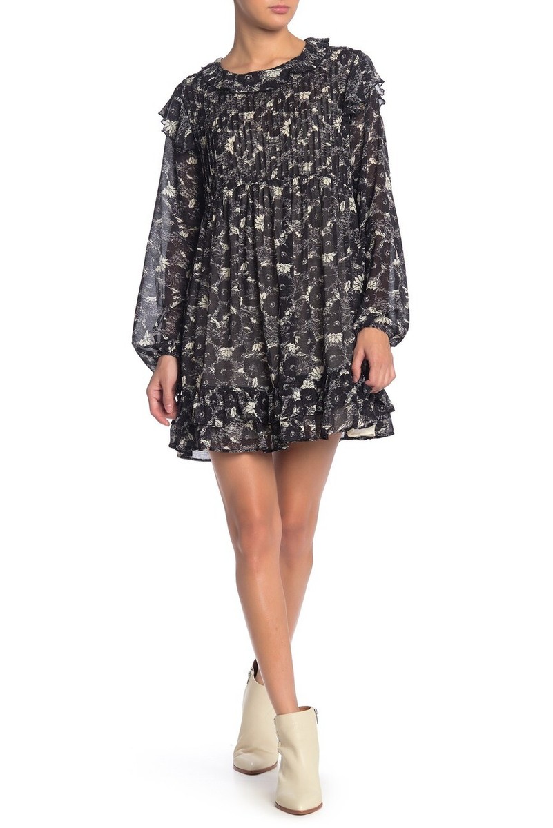long sleeve light pink mini dress Dressing Up Daisy Long Sleeve Mini Dress