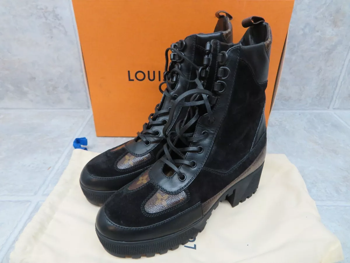 NWB Louis Vuitton Laureate Black Monogram Platform Desert Boots (Size 38)  NEW!