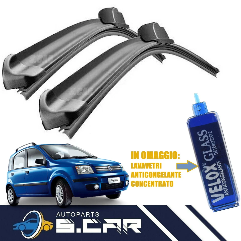 Kit 2 Spazzole Tergicristallo Per Fiat Panda 169 Flat Anteriori 550+400 mm - Immagine 2 di 4