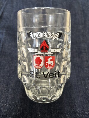 Vintage Klosterbrau St. Veit Glass Mug Made In Italy