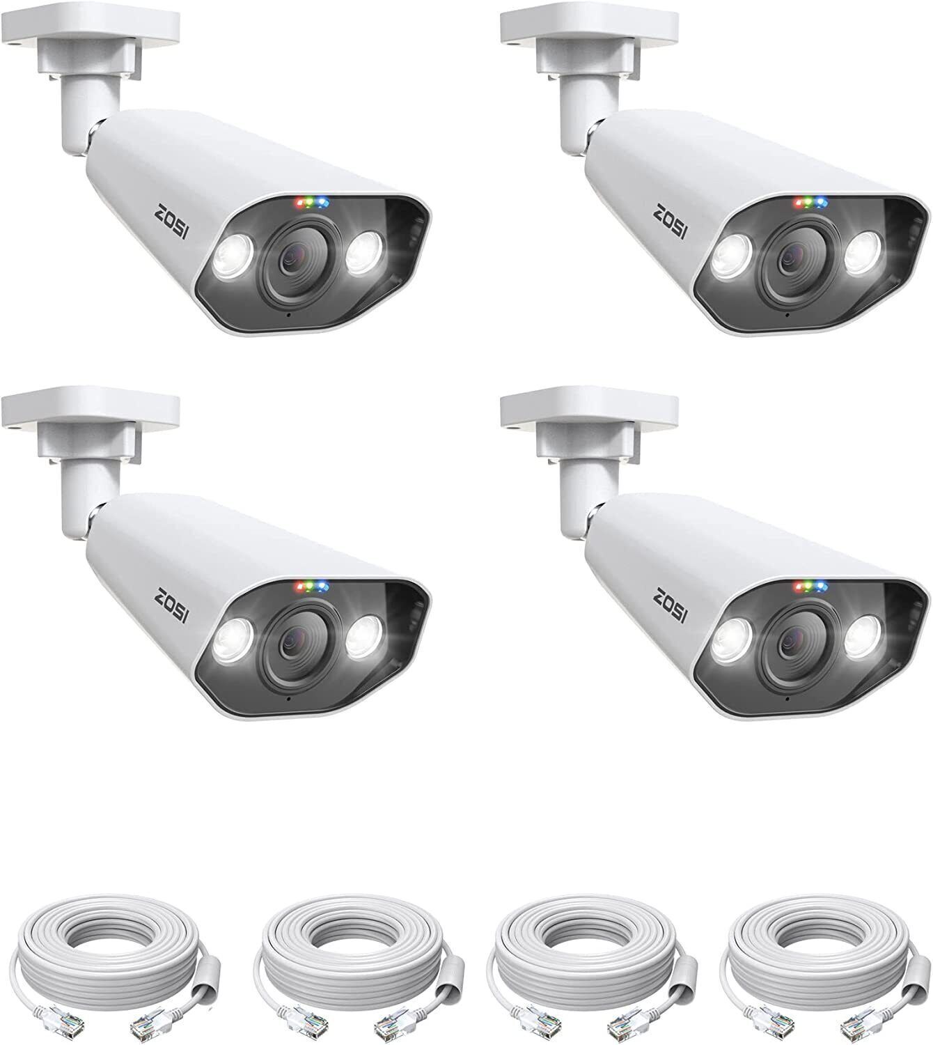 ZOSI 8MP 4K/5MP PoE IP Add-on Outdoor Cameras Smart AI Detection Night Vision
