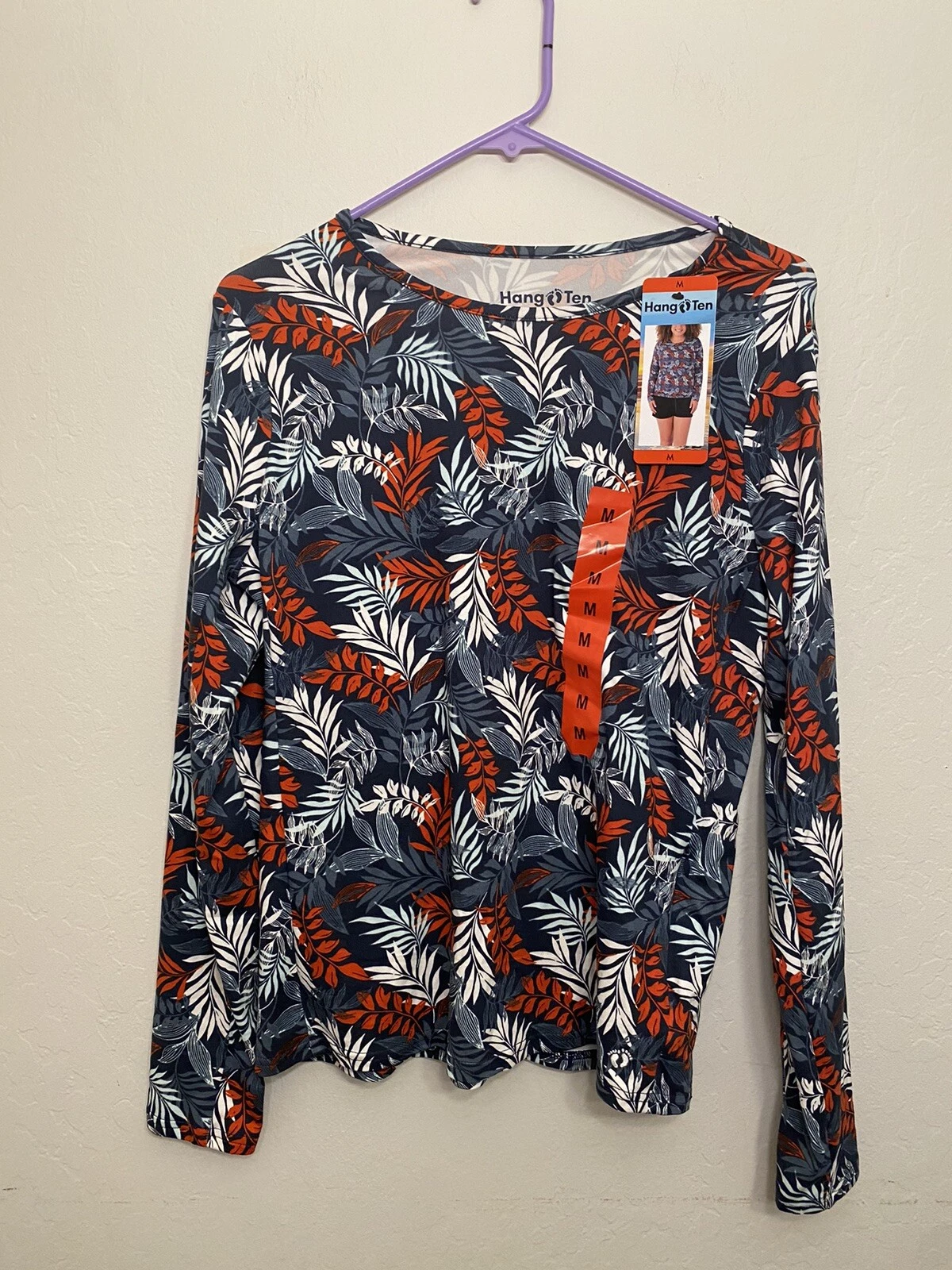 Hang Ten Womens Sun Protection Tee Long Sleeve T Shirt, Multi, M