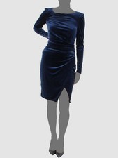Lauren Ralph Lauren Women's Blue Velvet Puff-Sleeve Cocktail Dress Size 8