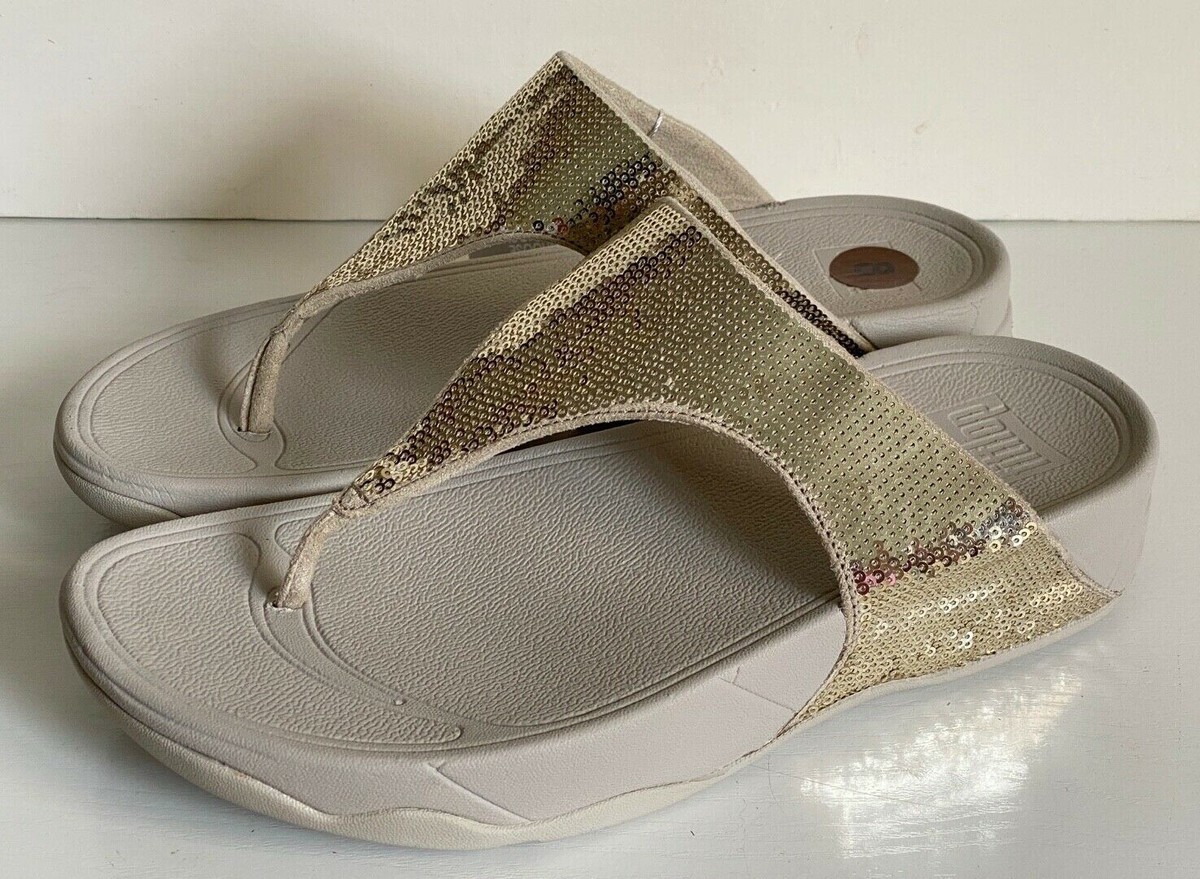 NEW! FITFLOP GOLD LULU SUPERGLITZ THONG SANDALS SLIPPERS FLIP-FLOPS 8 39  SALE | eBay