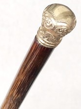 Vintage Antique Gold Filled Top Partridge Wood Swagger Knob Walking Stick Cane