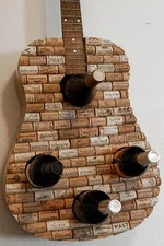 Unique Guitar-Shaped Wine Rack: Custom Mounted Bottle Holder for Cork Collectors