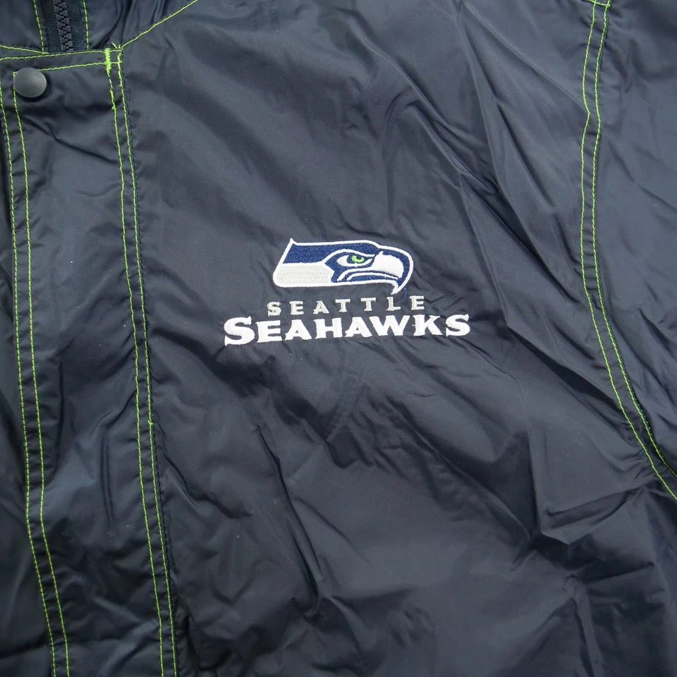 西雅图海鹰队夹克男式大号蓝色NFL球队服装连帽拉链衬里 — 第 4/4 张图片