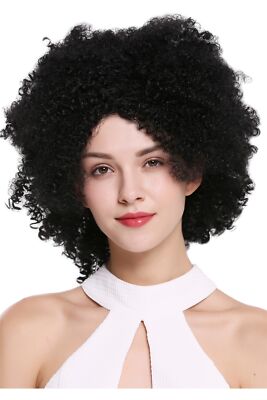 WIG ME UP Damenperücke Afro Locken Schwarz – Voluminöse Kunsthaarperücke Mit Offener Kappe & Variablem Sitz