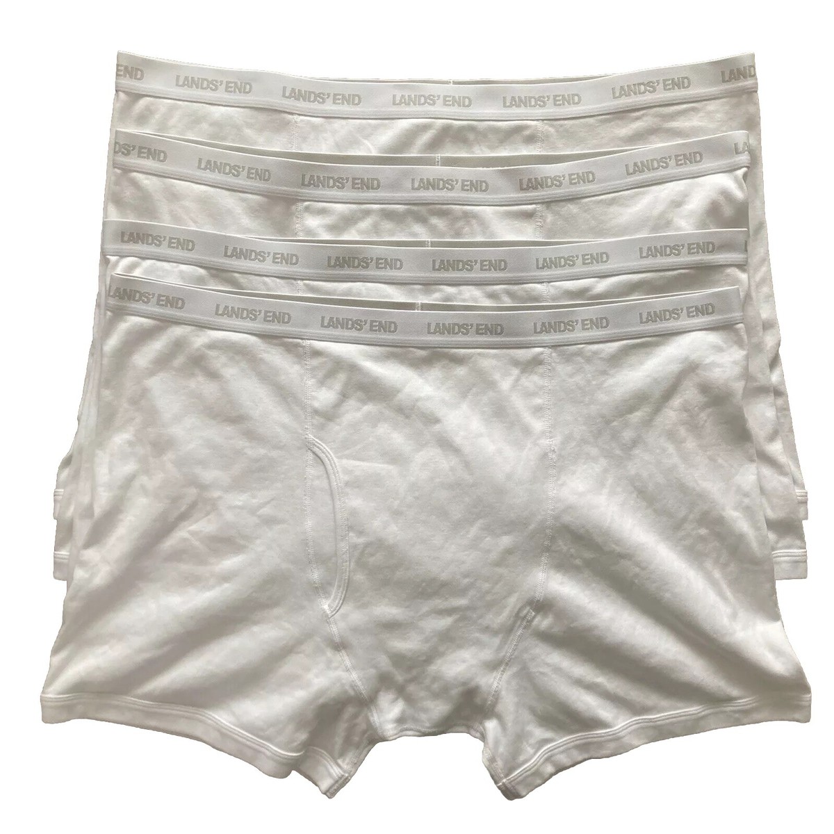 Lands End Boxer Briefs Mens 2XL 46 48 Pairs White 100% Cotton