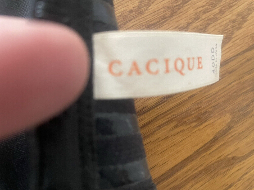 Women's black strapless bra, size 40 DD, padded, underwire, by Cacique