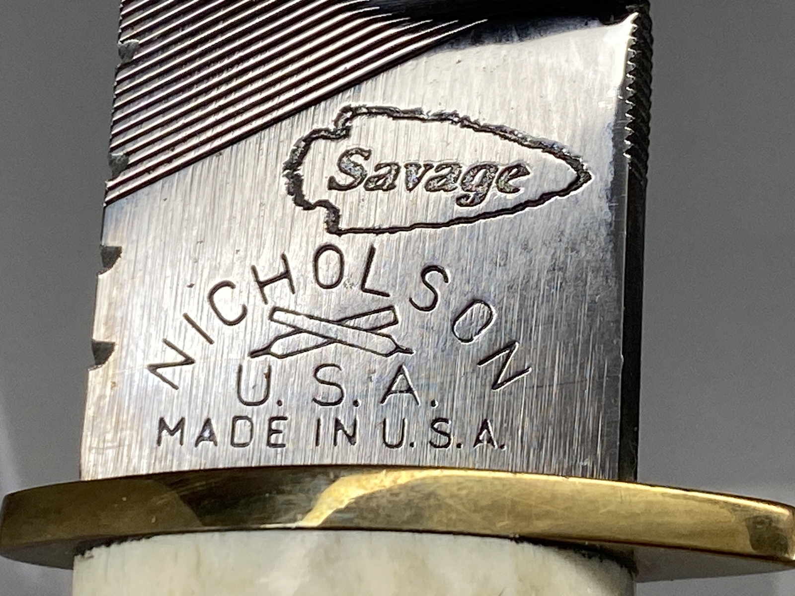 SAVAGE NICHOLSON USA SS Stag MILL BASTARD File / Knife with Sheath MINT